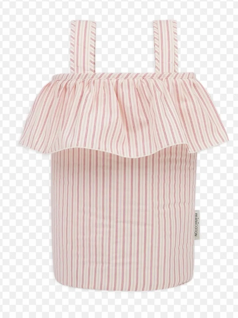 Minicoton Pink Striped Ruffle Bag